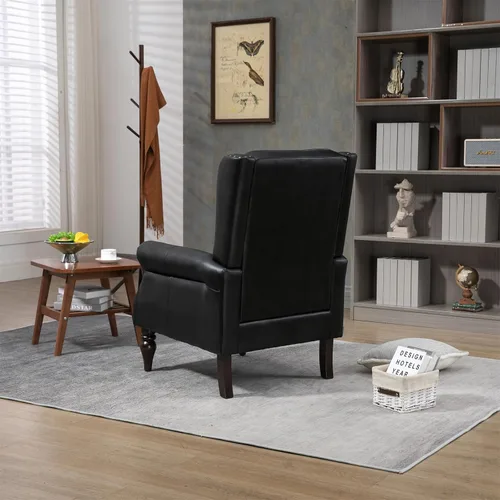 Miniatura 7 de Sillón de respaldo alto de mediados de siglo, moderna silla de salón, silla de sala de estar, silla de barril de piel sintética con hebilla