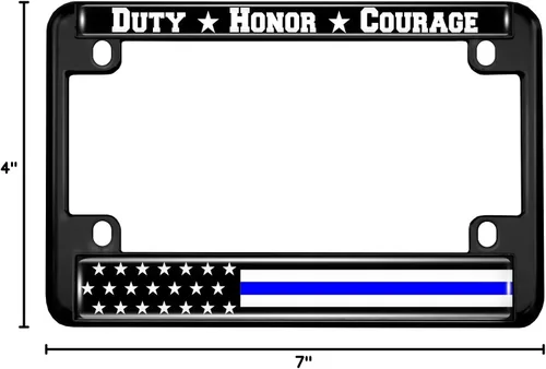 Miniatura 9 de Marco de matrícula de metal para motocicleta con línea azul delgada (rayas) diseño de bandera de Estados Unidos, color negro