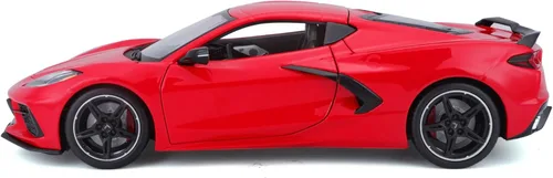 Miniatura 3 de Chevrolet Corvette Stingray C8 Gris Oscuro Metálico con Rayas de Carreras 1/18 Modelo de Auto Fundido a Presión por Maisto