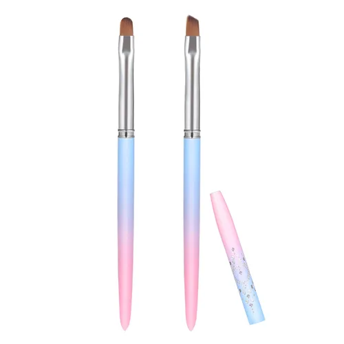 2 pinceles de limpieza para arte de uñas, pinceles de pintura para uñas con cabeza redonda y en ángulo, herramientas de pintura para diseño de arte