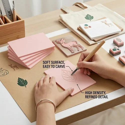 Miniatura 6 de Paquete de 6 bloques de goma tallados de goma rosa pálido de 4 x 6 pulgadas para sellos de goma suave para manualidades y proyectos de manualidades