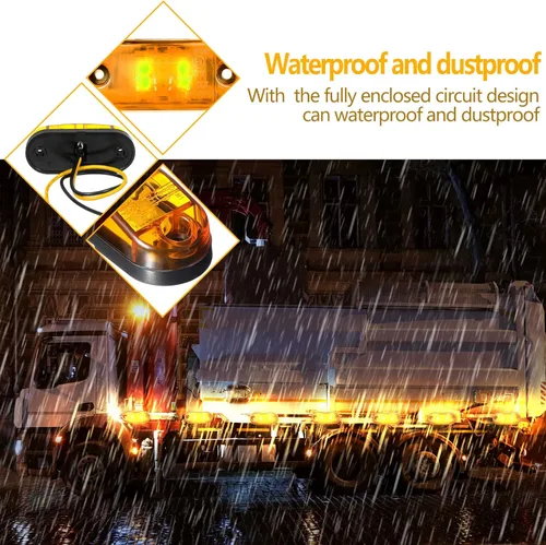 Miniatura 5 de Tallew 10 luces LED de remolque de 2.5 pulgadas, 2 diodos, impermeables, LED, marcador lateral, señal ovalada, luces de circulación para camión