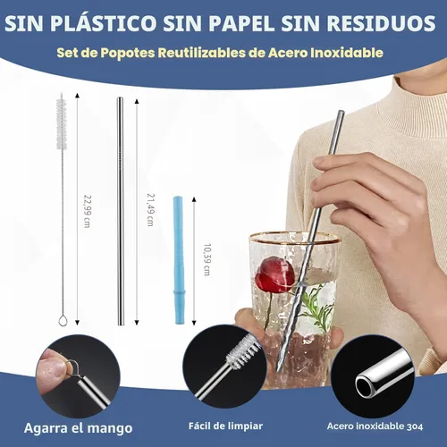 Miniatura 6 de Logcow Utensilios de Viaje con Estuche, Utensilios Reutilizables, Juego de Cubiertos Portátiles de Viaje para Camping, Juego de Cubiertos de Acero