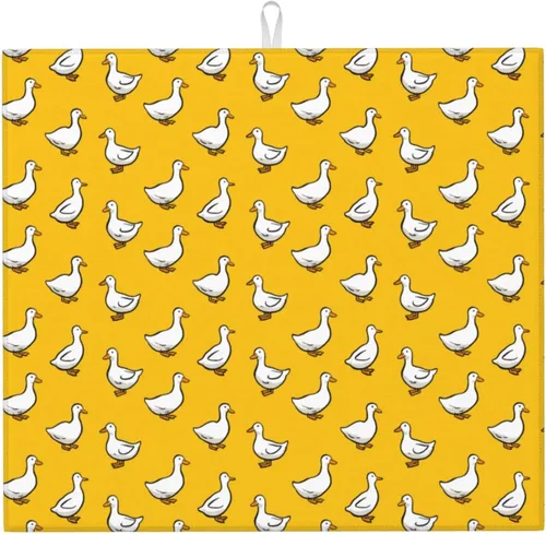 Miniatura 13 de Tapete de secado de platos de mármol blanco dorado para encimera de cocina, absorbente de 16 x 18 pulgadas, placa de microfibra de vidrio