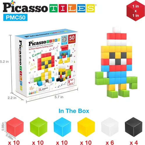 Miniatura 7 de PicassoTiles Cubo de Rompecabezas Magnético Pixel de 1" para Niños Mezcla y Combina con Libro de Ideas Gratuito Juguetes Sensoriales Aprendizaje