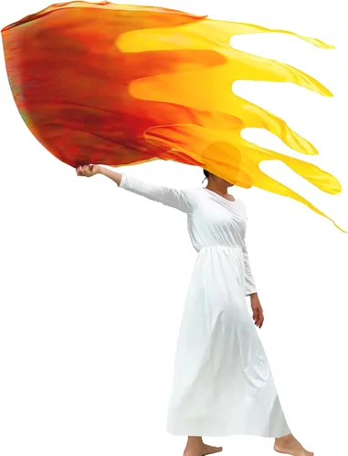 Miniatura 12 de Wuchieal Banderas de Adoración de Fuego Sagrado de Doble Capa, Bandera de Danza de Fuego Consumidor, Banderas de Danza de Alabanza de Iglesia