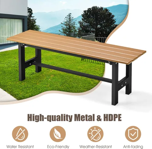 Miniatura 7 de Giantex Paquete de 2 asientos de banco para exteriores, banco de jardín sin espalda, silla exterior de 47 pulgadas resistente a la intemperie