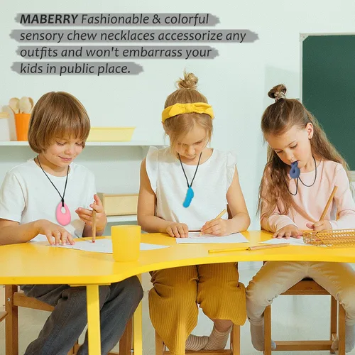 Miniatura 7 de Collares masticables sensoriales para niños y niñas, paquete de 6 collares masticables de silicona para niños y adultos, con autismo, ansiedad