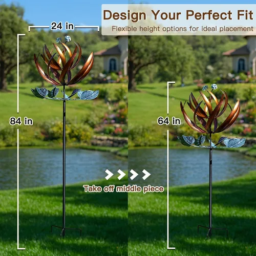 Miniatura 3 de Pure Echo Giradores de Viento para Patio y Jardín, Giradores de Viento para Exteriores de Metal Grande, 84 pulgadas Girador de Viento Cinético