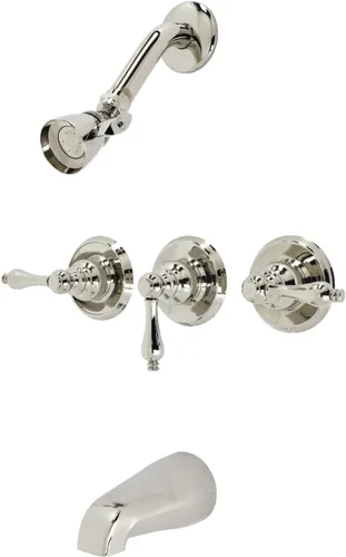 Miniatura 12 de Kingston Brass KB237AL Grifo victoriano de triple mango para bañera y ducha en latón cepillado Cobrizo cepillado