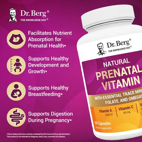 Miniatura 4 de Vitaminas prenatales naturales Dr. Berg para mujeres (embarazadas y lactantes) - Vitaminas prenatales con ácido fólico, vitaminas, minerales, omegas