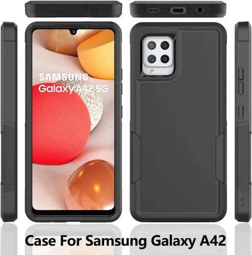 Miniatura 7 de Jeylly Funda para Samsung Galaxy A42 5G con protector de pantalla de vidrio templado, resistente a los golpes, a prueba de caídas, duradera