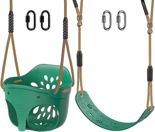 Miniatura 17 de Dolibest Asiento de columpio resistente con cadena y mosquetones de 66 pulgadas, cómodo y duradero, juego de columpios con revestimiento de D