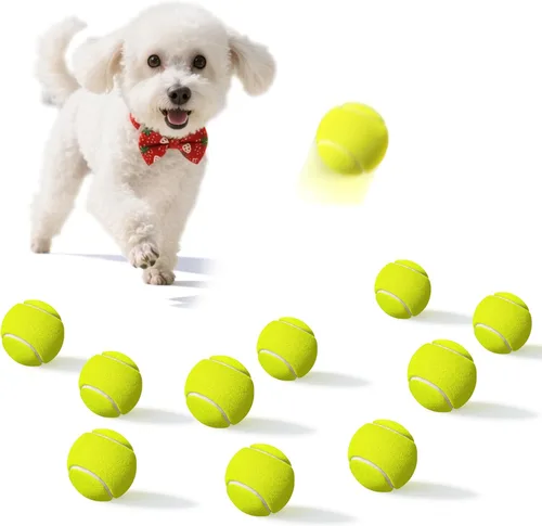 Paquete de 10 pelotas de tenis pequeñas para perros, pelotas de mascotas fáciles de atrapar para ejercicio y buscar, pelota de tenis para perros de