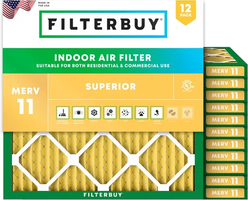 Miniatura 17 de Filterbuy Filtro de aire MERV 11 de 14 x 24 x 1 superior, defensa de mascotas y alergias (paquete de 12), filtros electrostáticos plisados