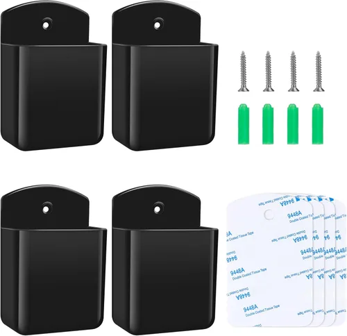 Miniatura 8 de Soporte de Control Remoto Ajustable de 3 Ranuras con Montaje en Pared, Organizador Adhesivo para Control de TV con Fondo Hueco para Carga, Soporte
