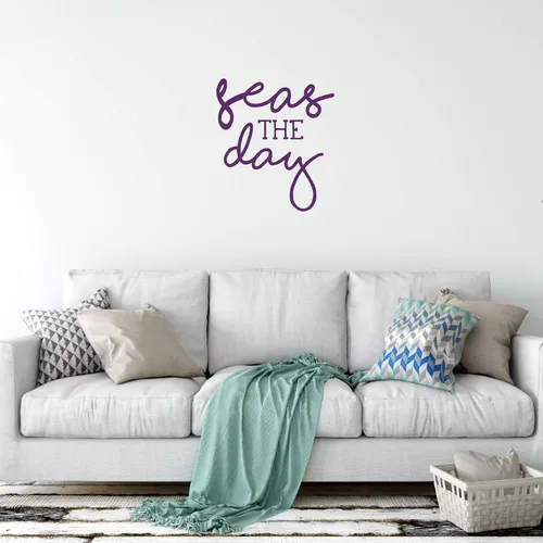 Miniatura 6 de Seas the Day Cursive Wall Decal Vinyl Sticker Nautical Decoration for Living Room, Bedroom Quote for Laptop or Water Bottle Black, White