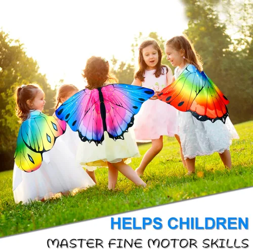 Miniatura 2 de iROLEWIN Alas de mariposa para niñas pequeñas a granel para niñas, alas de disfraces de hadas, juguetes de mariposa, regalos de fiesta, regalos