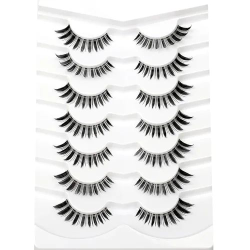 Miniatura 509 de Pooplunch - Pestañas postizas finas de visón sintético, estilo ojo de gato, naturales, cruzadas, tipo racimo, efecto 8D de volumen, tiras