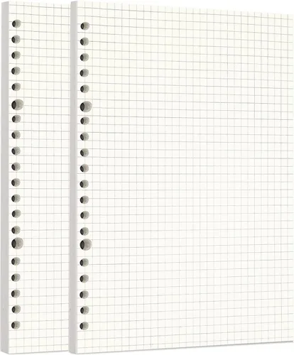 Miniatura 98 de Zelten 1 paquete A5 de 80 hojas/160 páginas 4 en 1 rayado cuadrado punteado en blanco hojas sueltas perforadas papel de repuesto de papel