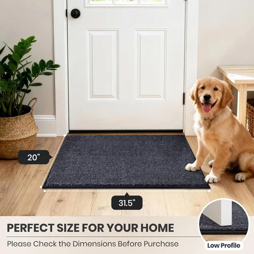 Miniatura 8 de PURRUGS Tapete para puerta con atrapamiento de suciedad, 20 x 31.5 pulgadas, antideslizante, lavable a máquina, tapete para puerta de perro, tapete
