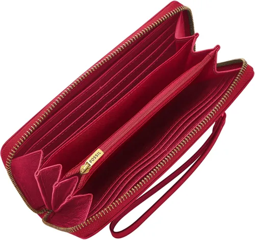 Miniatura 4 de Fossil Logan RFID - Cartera de piel con cierre para mujer con correa de muñeca