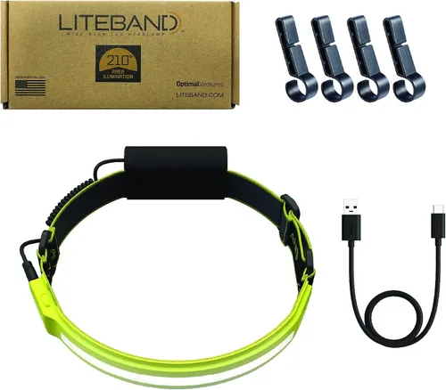 Miniatura 6 de Liteband PRO Serie 1000 - Linterna frontal personal ajustable de haz ancho, iluminación de 210°, funciona con pilas, se adapta a cascos y cascos