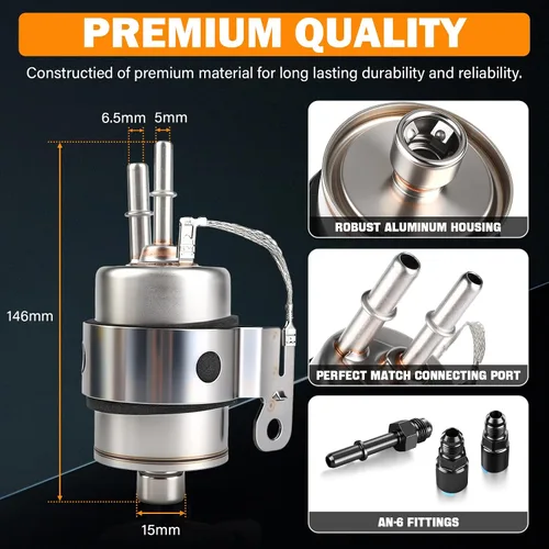 Miniatura 8 de Yinlowa LS Swap Regulador de filtro de combustible de 58 PSI para conversión C5 Corvette EFI, compatible con motores Chevy V8 1999-2014 4.8L 5.3L
