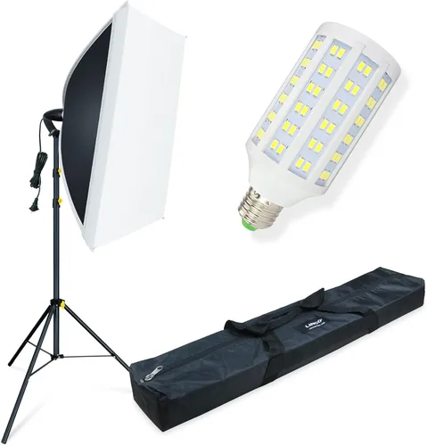 LINCO Kit de iluminación LED Softbox de fotografía de 20 x 28 pulgadas, equipo de luz de estudio de fotografía profesional con bombilla LED de maíz