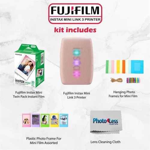 Miniatura 2 de FUJIFILM INSTAX Mini Link 3 - Paquete de impresora para teléfono inteligente con película Fujifilm Instax Mini (20 hojas), marcos de fotos