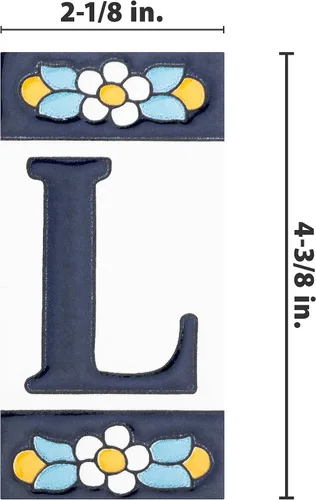 Miniatura 4 de Sevillano Flora Address Letters L 2-1/8" x 4-3/8" - Azulejo de pared de cerámica
