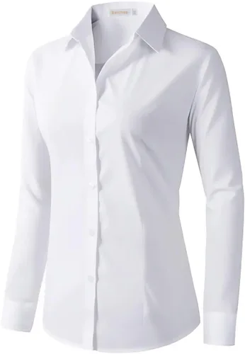 Miniatura 10 de Beninos Camisas de vestir para mujer, manga larga, con botones, ropa de trabajo