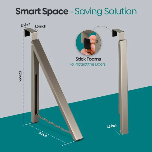 Miniatura 3 de HOLDN' STORAGE Colgador sobre la puerta - Organizador de rack plegable individual para colgar ropa, abrigos y toallas, ideal para dormitorios