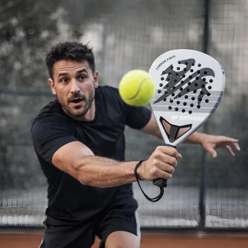 Miniatura 8 de Padel Racket, Carbon Fiber Surface Padel Racquet, Lightweight, Ideal for Training/Matches Gris
