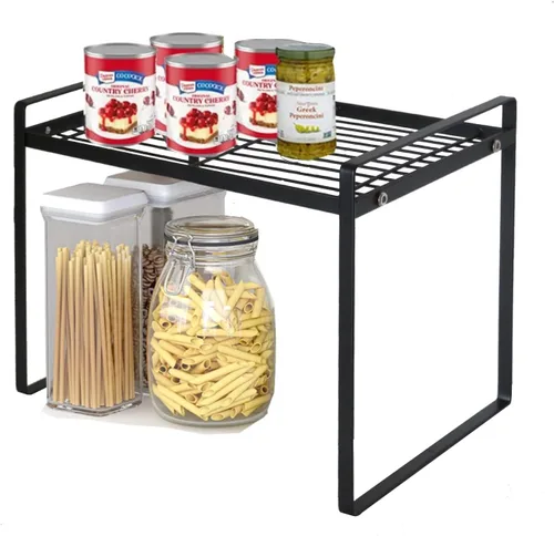 Estante para gabinete, estante de encimera de cocina de 13 pulgadas, estante de especias apilable de alambre de metal, organizador de encimera que