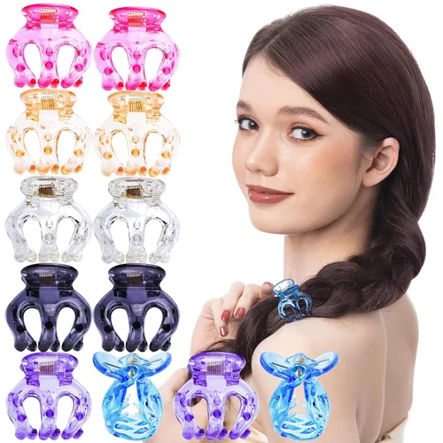 Miniatura 6 de RC ROCHE ORNAMENT 12 pinzas para el pelo de pulpo para mujer, cabello grueso o fino, calabaza, antideslizante, agarre de garra, estilo araña, pinzas