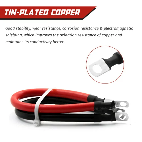 Miniatura 3 de Cable de batería de 2 AWG 2 Calibre de cobre puro Cables inversores de batería con lengüetas de 5/16 pulgadas en ambos extremos Juego de cables