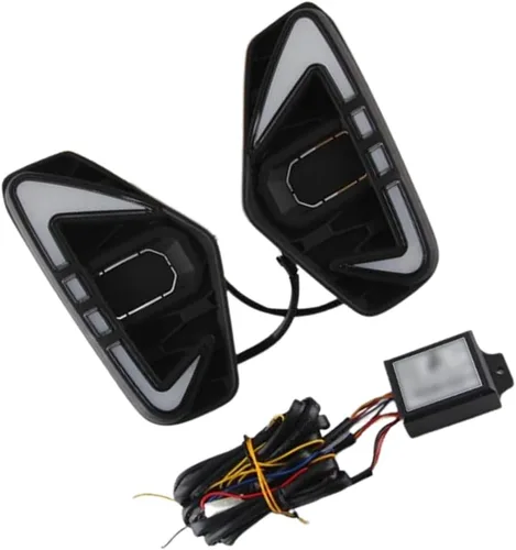 Riloer DRL Luz de circulación diurna con cable, luz antiniebla LED ámbar blanco, señal de giro, 2021 2022 compatible con Nissan Navara NP300