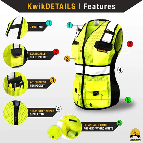 Miniatura 4 de KwikSafety - Charlotte, NC - RoadBOSS Economy & Premium Safety Vest for Women [SNUG-FIT] Class 2 ANSI Tested OSHA Amarillo