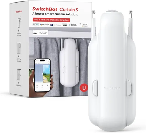 Miniatura 12 de SwitchBot Abridor de Cortinas Automático - Control Remoto Bluetooth Cortina Inteligente con Aplicación/Temporizador, Motor de Alto Rendimiento