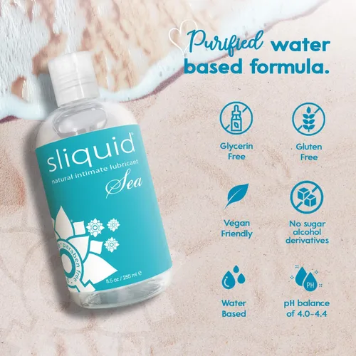 Miniatura 4 de Sliquid Sea - Lubricante a base de agua, gel íntimo infundido con extractos de algas marinas rejuvenecedores e hidratantes, lubricante personal, 8.5