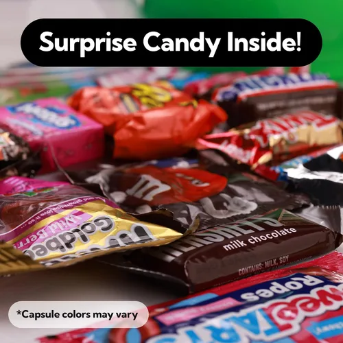 Miniatura 3 de Paquete variado de dulces en cápsula redonda gigante de color transparente – Surtido de dulces envueltos individualmente 20 piezas de 0.74 libras