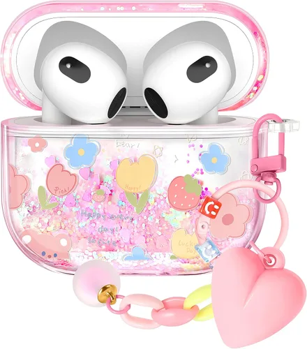 Miniatura 20 de Funda para Apple para Airpods 4 Case 2024 - Arena Movediza Líquida Arte Artístico Estético Funda Mujer Chica Mujeres Brillante Brillo Purpurina