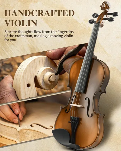 Miniatura 2 de Ktaxon Violín 4/4 para niños y adultos, violín de madera maciza de tamaño completo, violín acústico con estuche portátil y accesorios - Madera