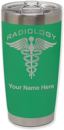 Miniatura 37 de LaserGram Vaso aislado al vacío de 20 onzas, radiología, grabado personalizado incluido (azul claro)