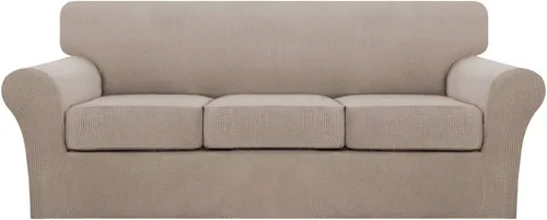 Miniatura 50 de Turquoize 2 fundas para sillas de sala de estar, funda de sofá con fundas de cojín individuales, funda de muebles para sillas (silla, beige biscotti)
