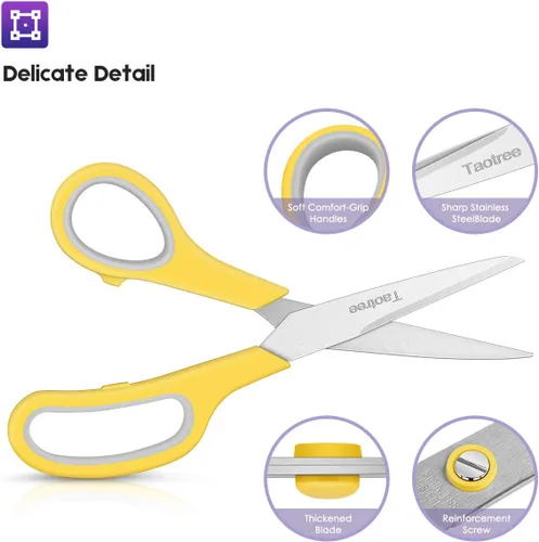 Miniatura 3 de Tijeras Taotree para oficina, tijeras multiusos de 8 pulgadas, paquete de 5, suministros de escuela secundaria, estudiantes, profesores, aula