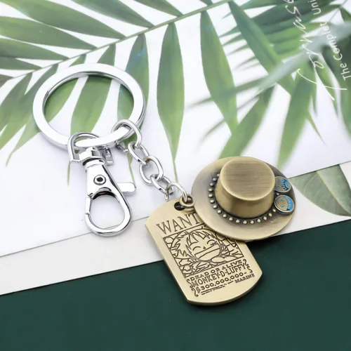 Miniatura 2 de FAADBUK Collar de sombrero de paja de bronce con diseño de anime Jewelry con sombrero de paja de bronce, llavero de, Metal, Acero inoxidable