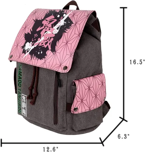 Miniatura 2 de GLOOMALL Mochila de anime japonés bolsa de hombro de lona con cordón bolsa de viaje Nezuko Kamado