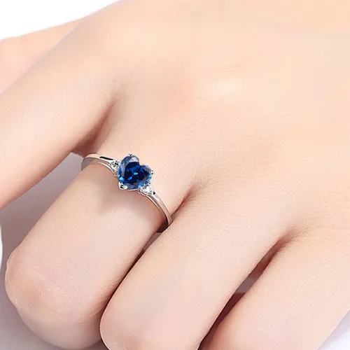 Miniatura 4 de ACEFEEL - Anillo de compromiso de plata de ley 925 con forma de corazón de ópalo blanco